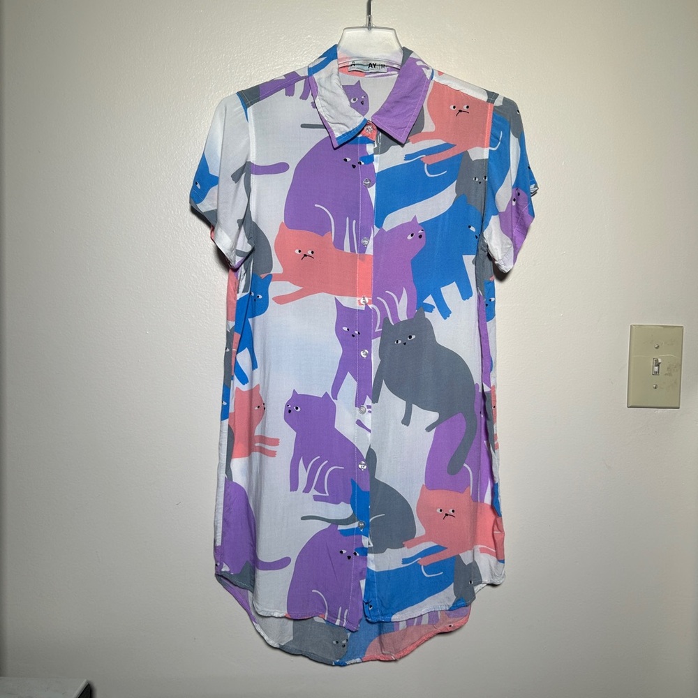 Colorful Cat Print Top